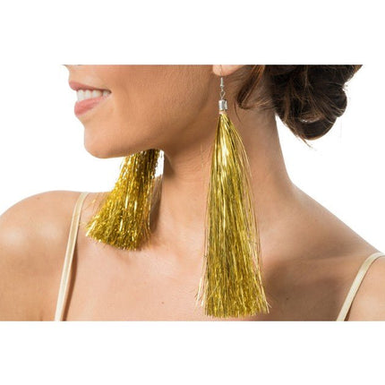 Gouden Lametta Oorbellen 17cm van CHAKS koop je bij Partywinkel