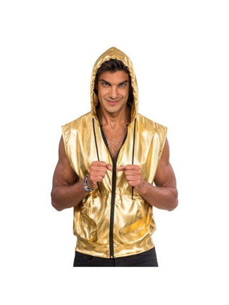 Gouden Mouwloos Jasje Met Capuchon Heren van CHAKS koop je bij Partywinkel
