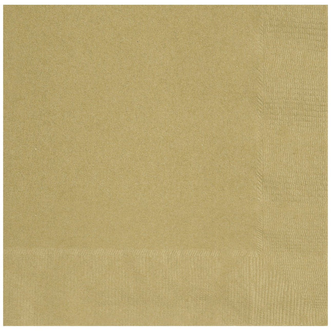 Gouden Servetten 33cm 50st van Unique koop je bij Partywinkel