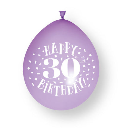 10 st. ”Happy 30th Birthday”-ballonger i latex, 23 cm