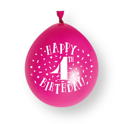 10 stycken Happy 4th Birthday 23cm latexballonger