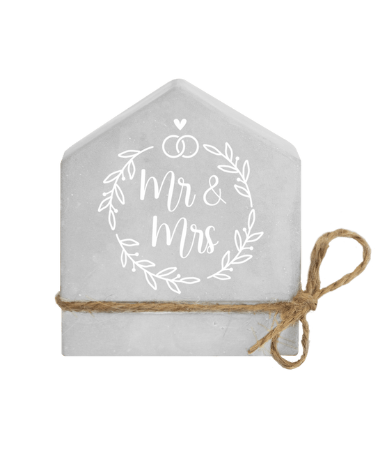 Grijze Cement Huisje Mr. & Mrs. 8cm van Paper Dreams koop je bij Partywinkel