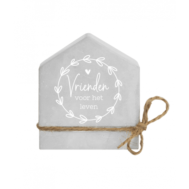 Grijze Cement Huisje Vrienden 8cm van Paper Dreams koop je bij Partywinkel