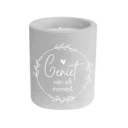 Grijze Cement Kaars Geniet 8cm van Paper Dreams koop je bij Partywinkel