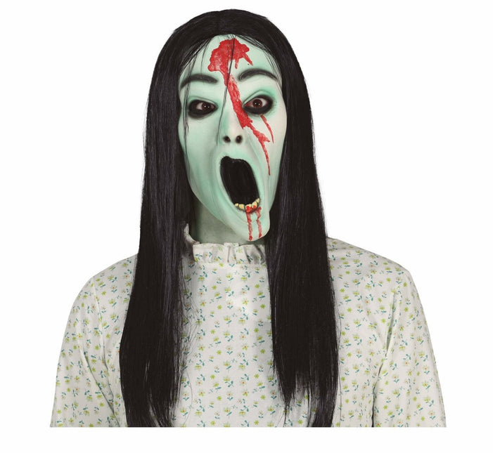 Groen Halloween Masker Horror Meisje van Fiestas Guirca koop je bij Partywinkel