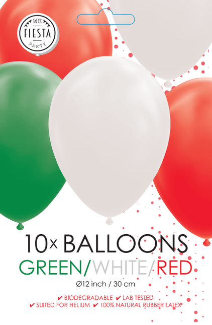 Groen Wit Rode Ballonnen 30cm 10st van WeFiesta koop je bij Partywinkel