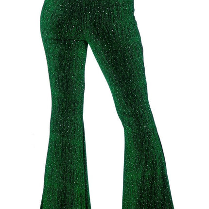 Groene Broek Dames Flared Glitter van Wilbers & Wilbers koop je bij Partywinkel