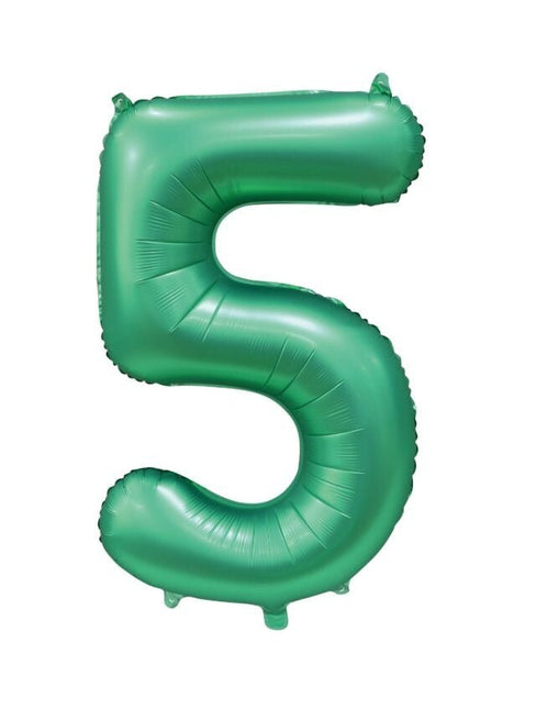Groene Cijfer Ballon 5 Jaar Glans 86cm van WeFiesta koop je bij Partywinkel