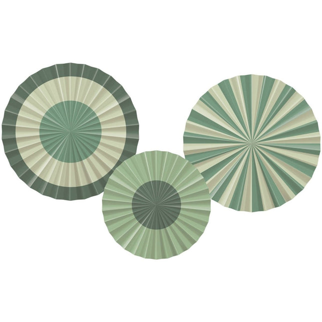 Groene Papieren Waaiers 35cm 3st van Folat koop je bij Partywinkel