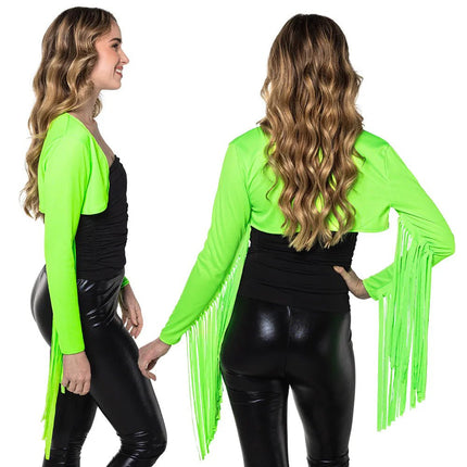 Groene Vest Neon Met Franjes van Boland koop je bij Partywinkel