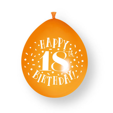 10 st ”Happy 18th Birthday”-ballonger i latex, 23 cm
