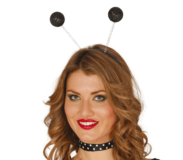 Haarband Bollen Zwarte Glitter van Fiestas Guirca koop je bij Partywinkel