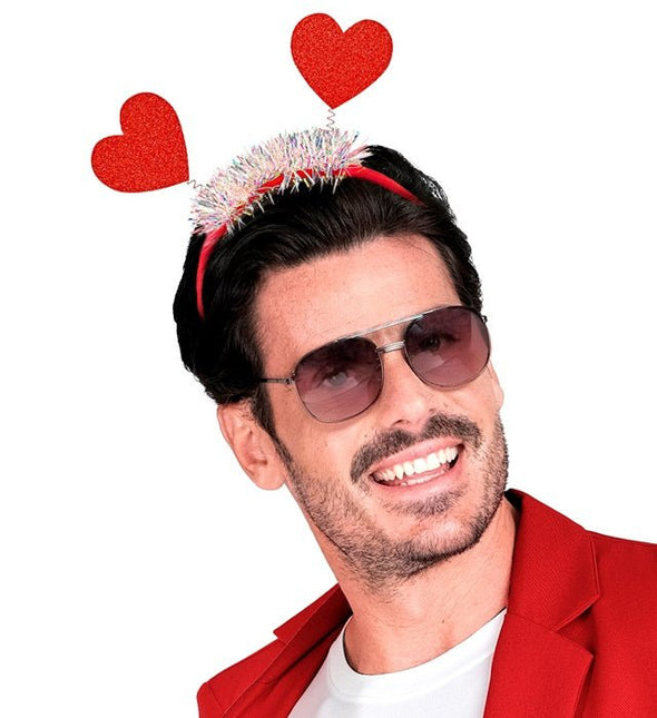 Haarband Hartjes Glitter Rood van Widmann koop je bij Partywinkel
