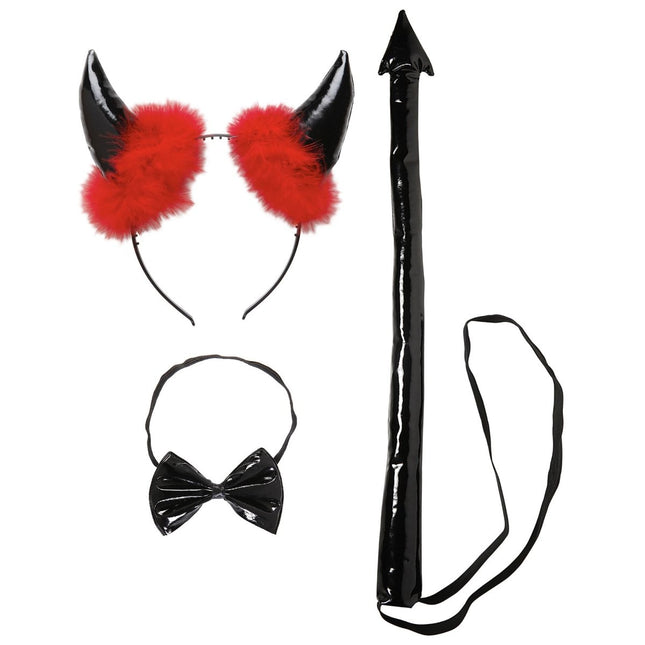 Halloween Accessoireset Zwart Rood Duivel 3 delig van Widmann koop je bij Partywinkel