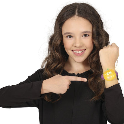 Halloween Armband Pompoen Met Licht 18cm van Fiestas Guirca koop je bij Partywinkel