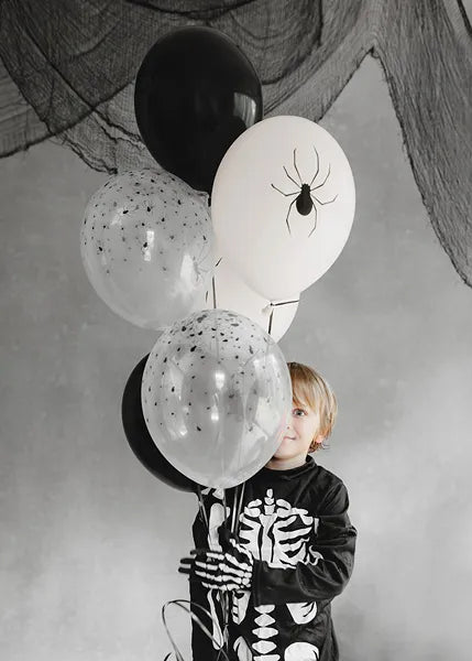 Halloween Ballonnen Zwart Wit Spinnen 30cm 6st van Partydeco koop je bij Partywinkel
