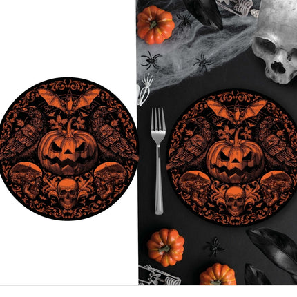 Halloween Borden Gotische Pompoen 23cm 6st van Fiestas Guirca koop je bij Partywinkel