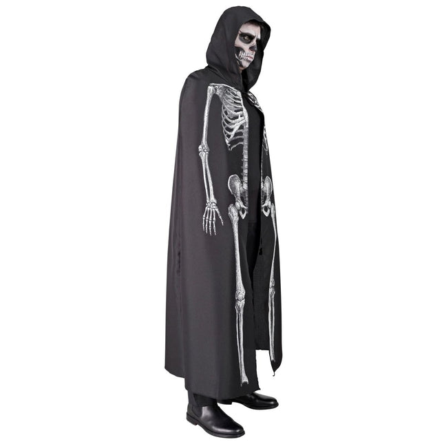 Halloween Cape Wit Zwart Skelet 1,5m van Widmann koop je bij Partywinkel