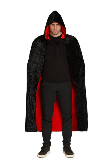 Halloween Cape Zwart Rood Deluxe van Partychimp koop je bij Partywinkel