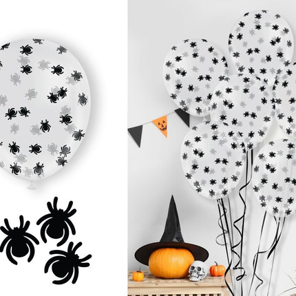 Halloween Confetti Ballon Met Spinnen 10st van Fiestas Guirca koop je bij Partywinkel