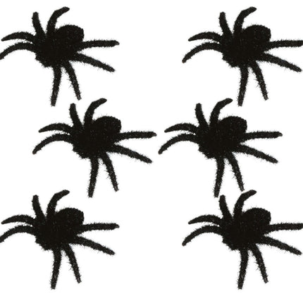 Halloween Decoratie Spinnen 6cm 6 delig van Fiestas Guirca koop je bij Partywinkel