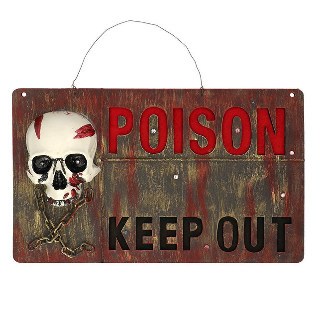 Halloween Deurbord Poison Keep Out 50cm van Boland koop je bij Partywinkel