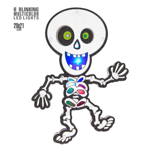 Halloween Deurbord Skelet Met Licht van Widmann koop je bij Partywinkel