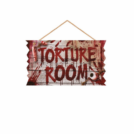 Halloween Deurbord Torture Room 35cm van Fiestas Guirca koop je bij Partywinkel