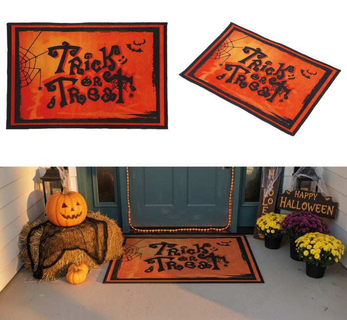 Halloween Deurmat Trick Or Treat 58cm van Fiestas Guirca koop je bij Partywinkel