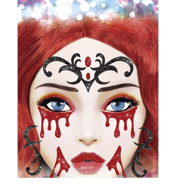 Halloween Gezicht Stickers Vampier Glitter 20cm van Fiestas Guirca koop je bij Partywinkel