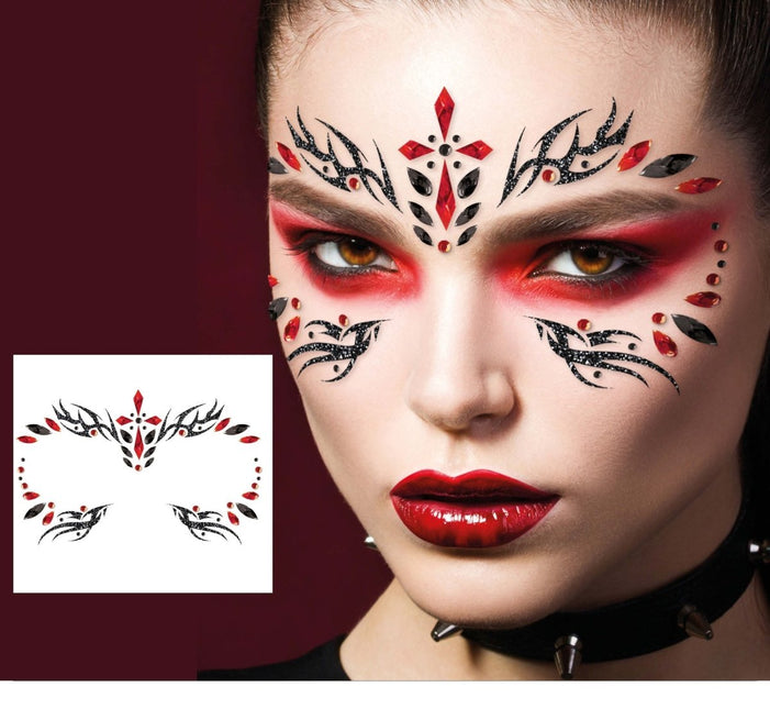 Halloween Gezicht Stickers Zwart Rood van Fiestas Guirca koop je bij Partywinkel