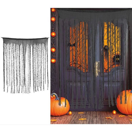 Halloween Gordijn Zwart/Grijs 1,9m van Fiestas Guirca koop je bij Partywinkel