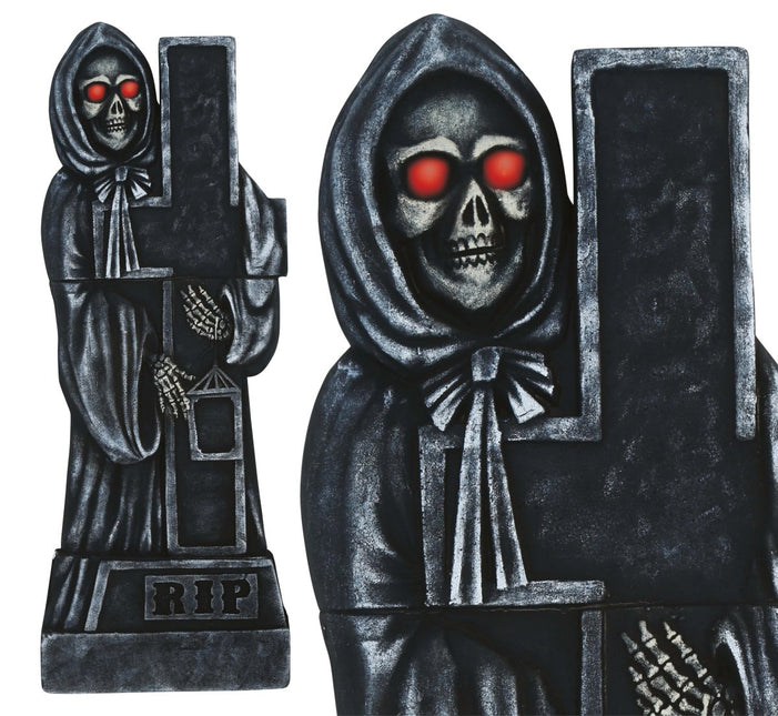 Halloween Grafsteen Grijs Skeletkruis Met Licht 1,2m van Fiestas Guirca koop je bij Partywinkel