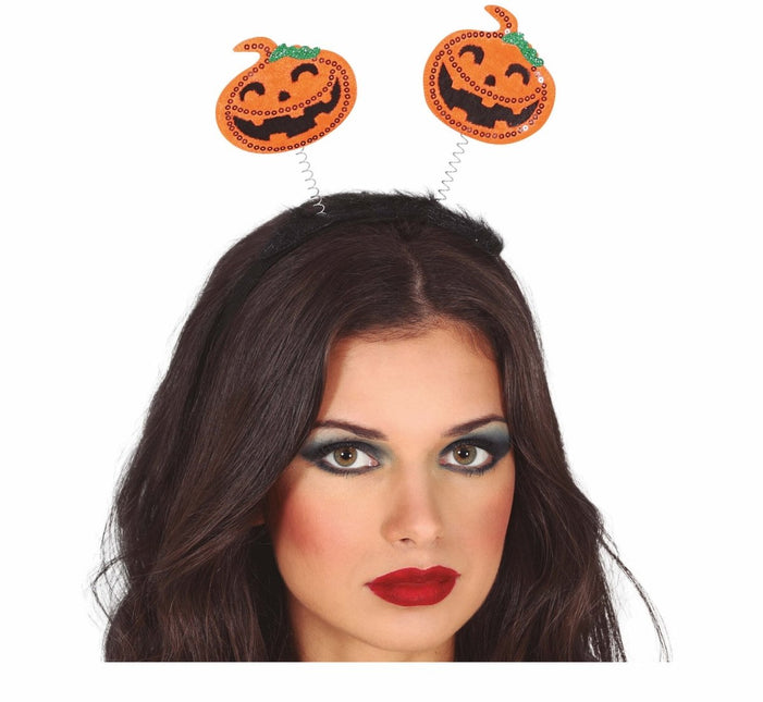 Halloween Haarband Pompoenen Pailletten van Fiestas Guirca koop je bij Partywinkel