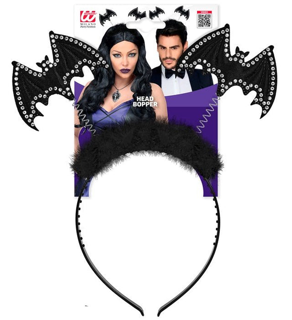 Halloween Haarband Vleermuis Zwart Strass van Widmann koop je bij Partywinkel