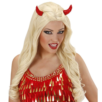 Halloween Haarclip Rood Hoorn 2st van Widmann koop je bij Partywinkel