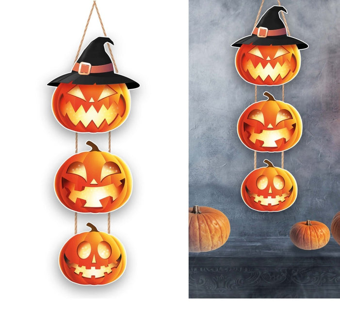 Halloween Deurbord Pompoenen Bord 64cm van Fiestas Guirca koop je bij Partywinkel