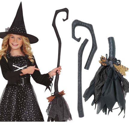 Halloween Heksenbezem Zwart Paars 90cm van Fiestas Guirca koop je bij Partywinkel