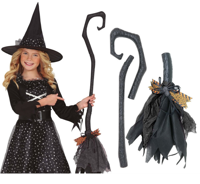 Halloween Heksenbezem Zwart Paars 90cm van Fiestas Guirca koop je bij Partywinkel