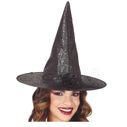 Halloween Heksenhoed Met Bloem van Fiestas Guirca koop je bij Partywinkel