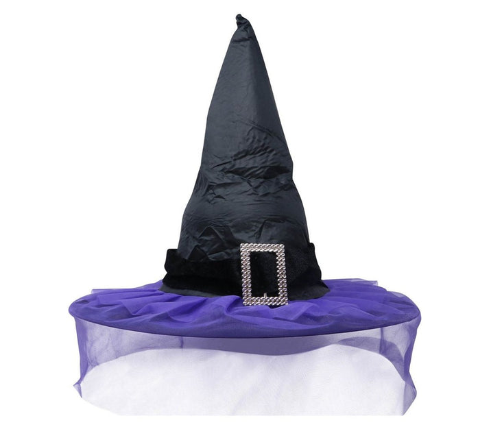 Halloween Heksenhoed Sluier Paars van Fiestas Guirca koop je bij Partywinkel