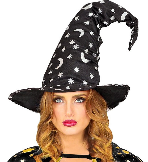Halloween Heksenhoed Zwart Maan En Sterren van Widmann koop je bij Partywinkel