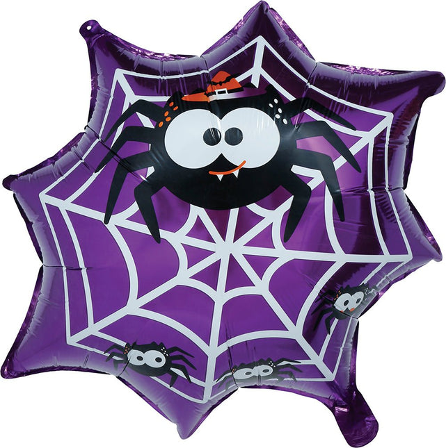 Halloween Helium Ballon Paars Spinnenweb Leeg 60cm van Fiestas Guirca koop je bij Partywinkel