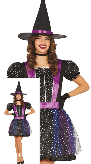 Halloween Jurk Paars Dames Heks Ster van Fiestas Guirca koop je bij Partywinkel
