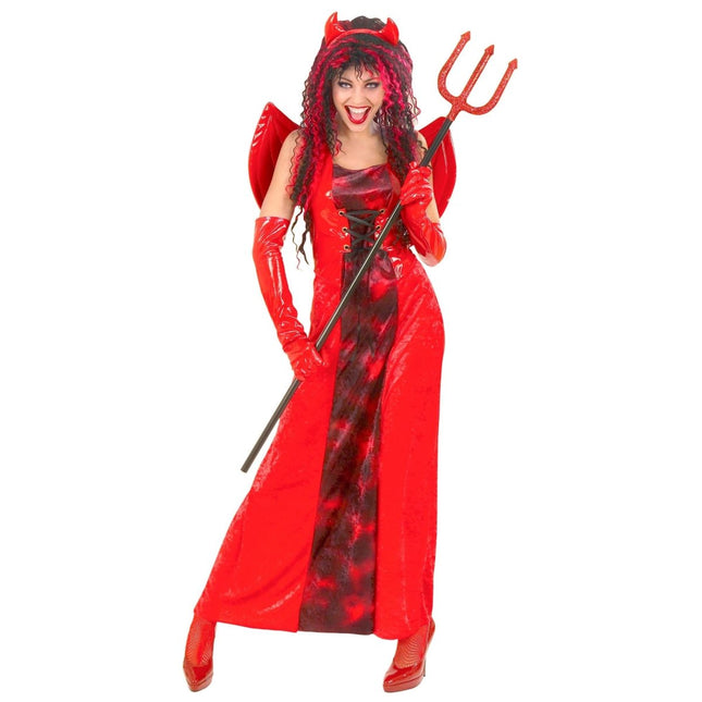Halloween Jurk Rood Dames Duivelin 3 delig van Widmann koop je bij Partywinkel