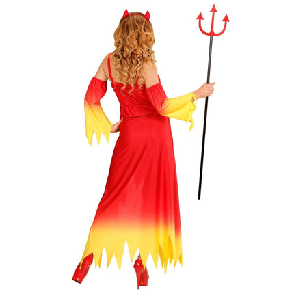 Halloween Jurk Rood Geel Dames Duivel van Widmann koop je bij Partywinkel