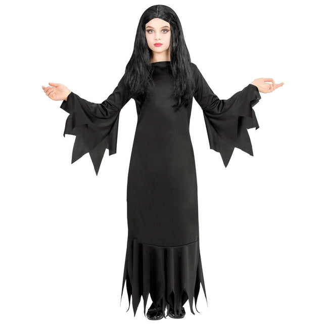 Halloween Jurk Zwart Meisje Mortisia van Widmann koop je bij Partywinkel