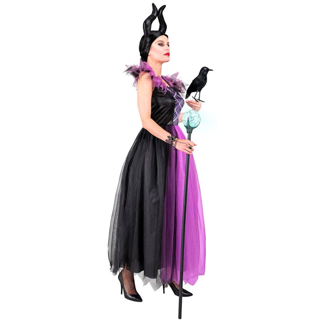 Halloween Jurk Zwart Paars Malefizia van Widmann koop je bij Partywinkel