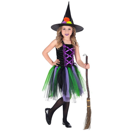 Halloween Jurk Zwart Paars Meisje van Widmann koop je bij Partywinkel