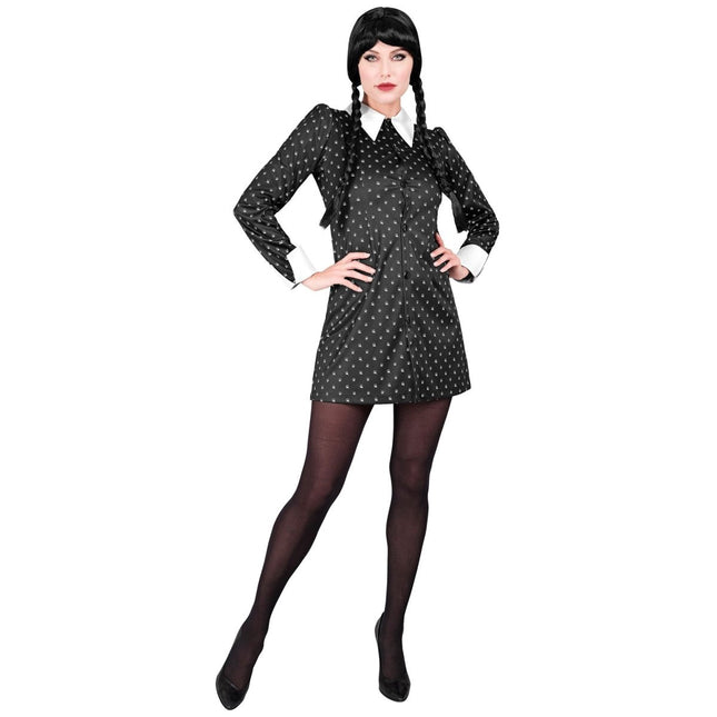 Halloween Jurk Zwart Wit Dames Gothic van Widmann koop je bij Partywinkel